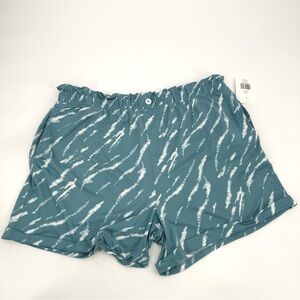 WONDERLY Intimates Pajama Shorts Womens L Blue Print Pull On Pockets Cuffs NWT